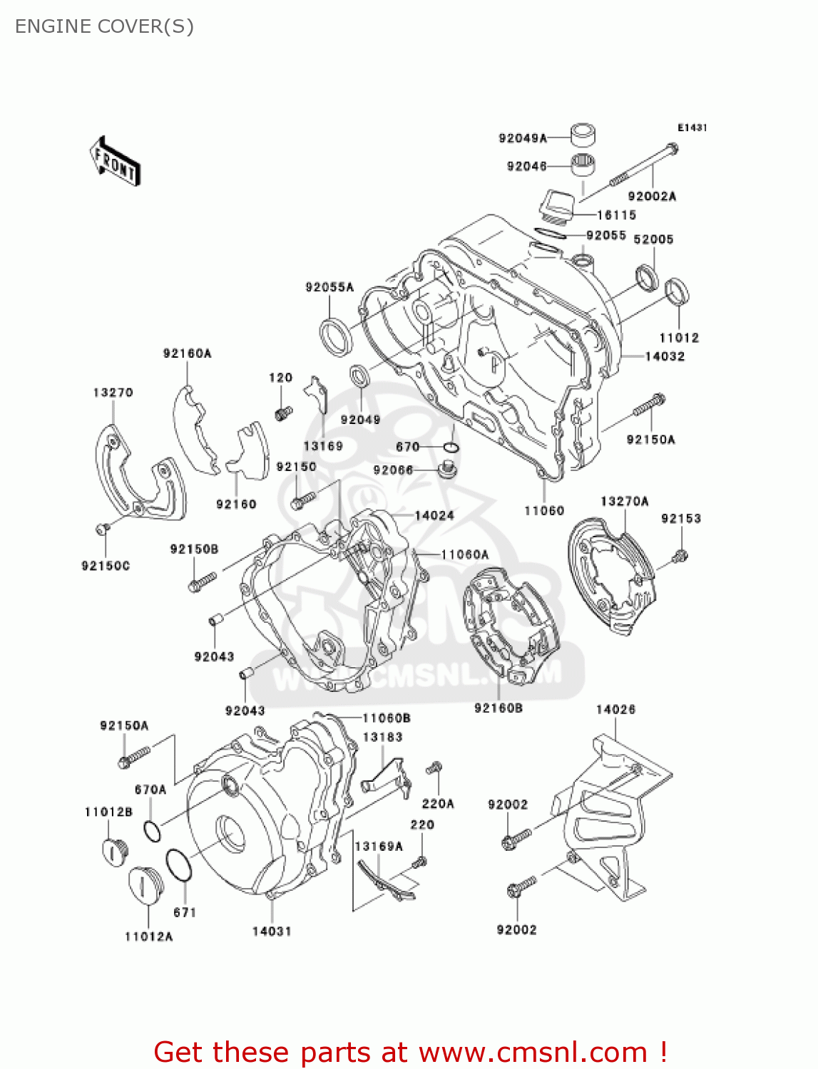 ENGINE COVER(S) KL650A16 KLR650 2002 USA CALIFORNIA CANADA