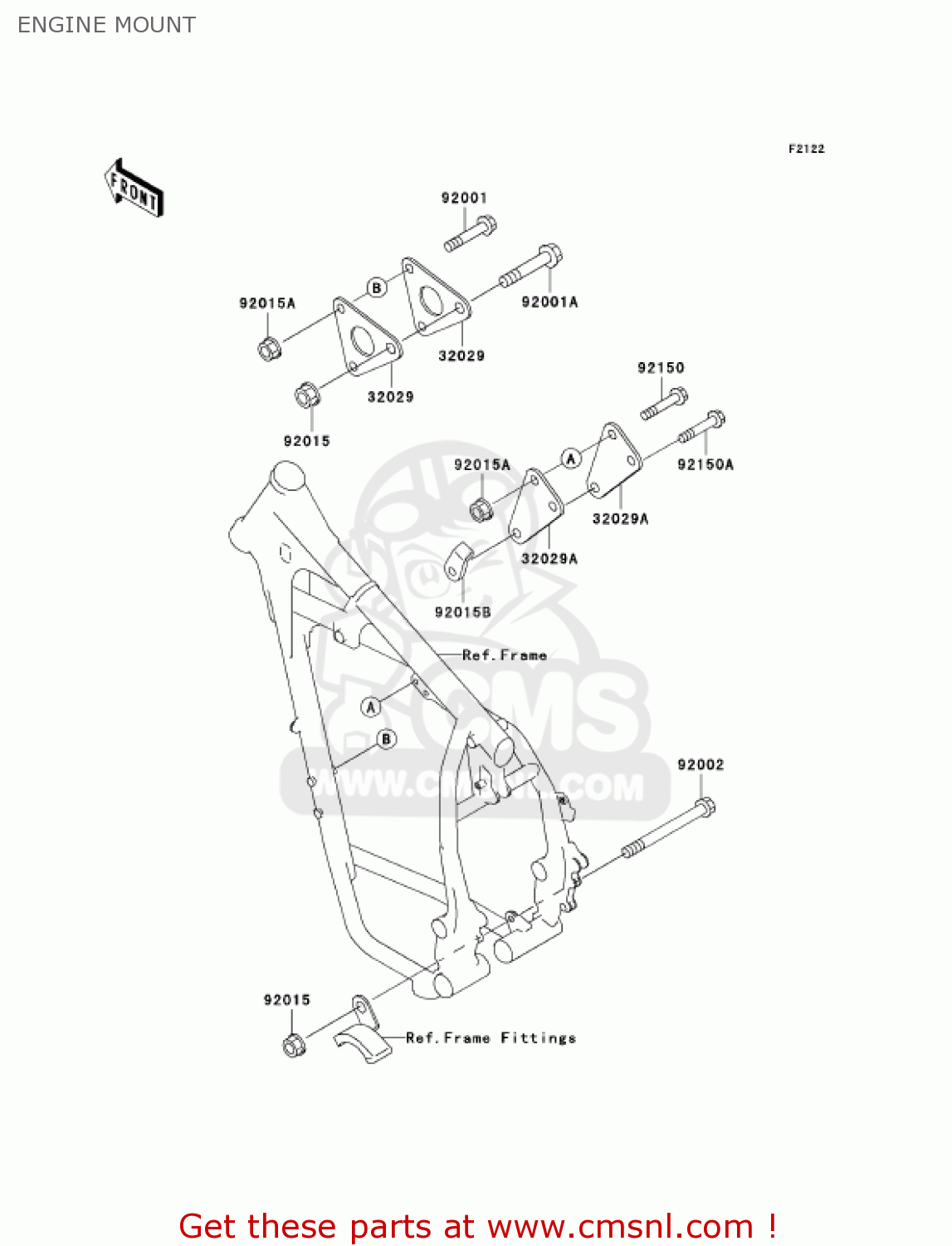 ENGINE MOUNT KL650A16 KLR650 2002 USA CALIFORNIA CANADA
