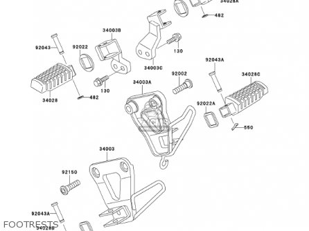 FOOTRESTS - KL650A16 KLR650 2002 USA CALIFORNIA CANADA