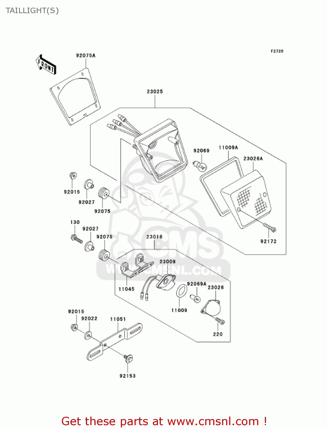 TAILLIGHT(S) KL650A17 KLR650 2003 USA CALIFORNIA CANADA