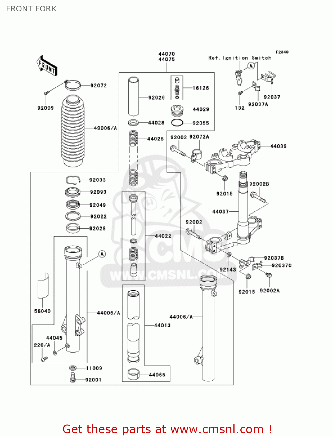 FRONT FORK KL650A17 KLR650 2003 USA CALIFORNIA CANADA