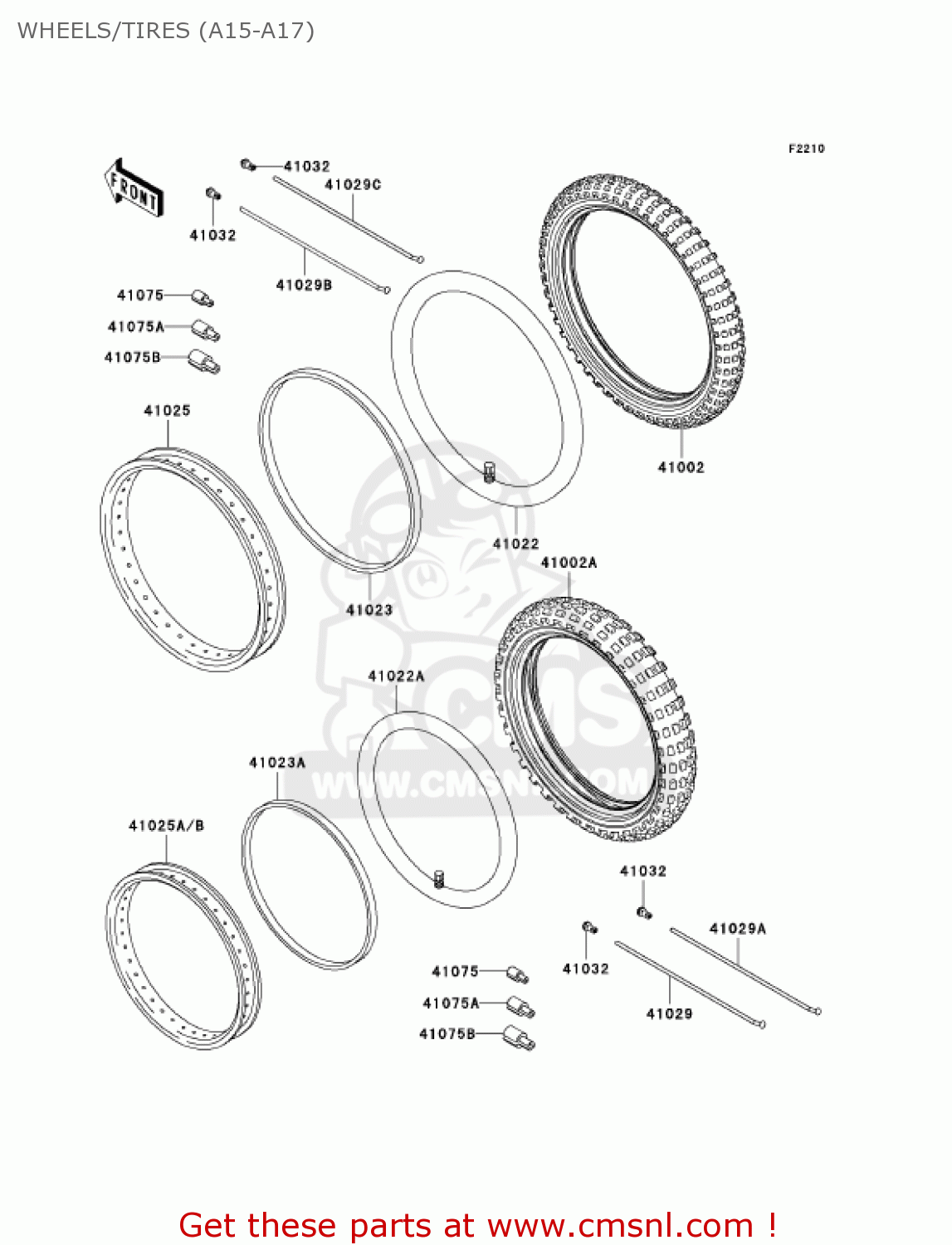 WHEELS/TIRES (A15-A17) KL650A17 KLR650 2003 USA CALIFORNIA CANADA