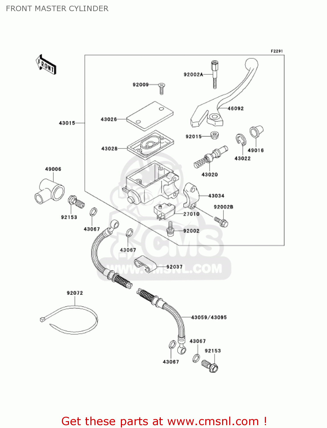 FRONT MASTER CYLINDER KL650A17 KLR650 2003 USA CALIFORNIA CANADA