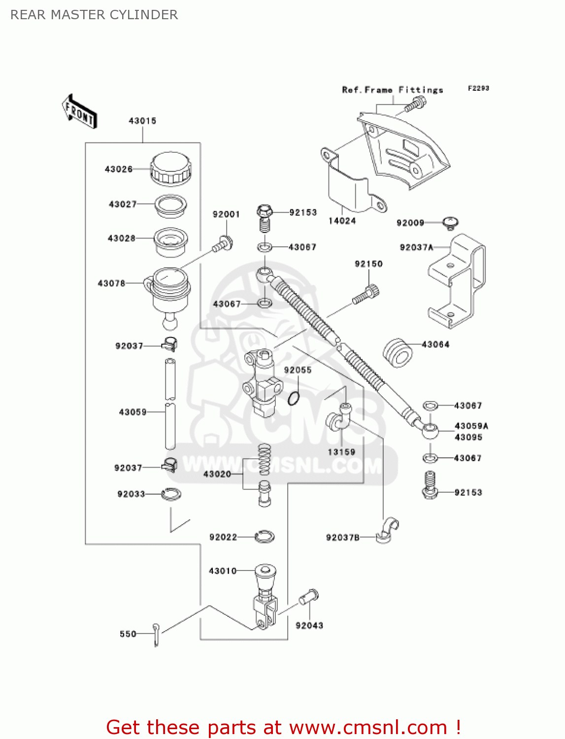 REAR MASTER CYLINDER KL650A17 KLR650 2003 USA CALIFORNIA CANADA