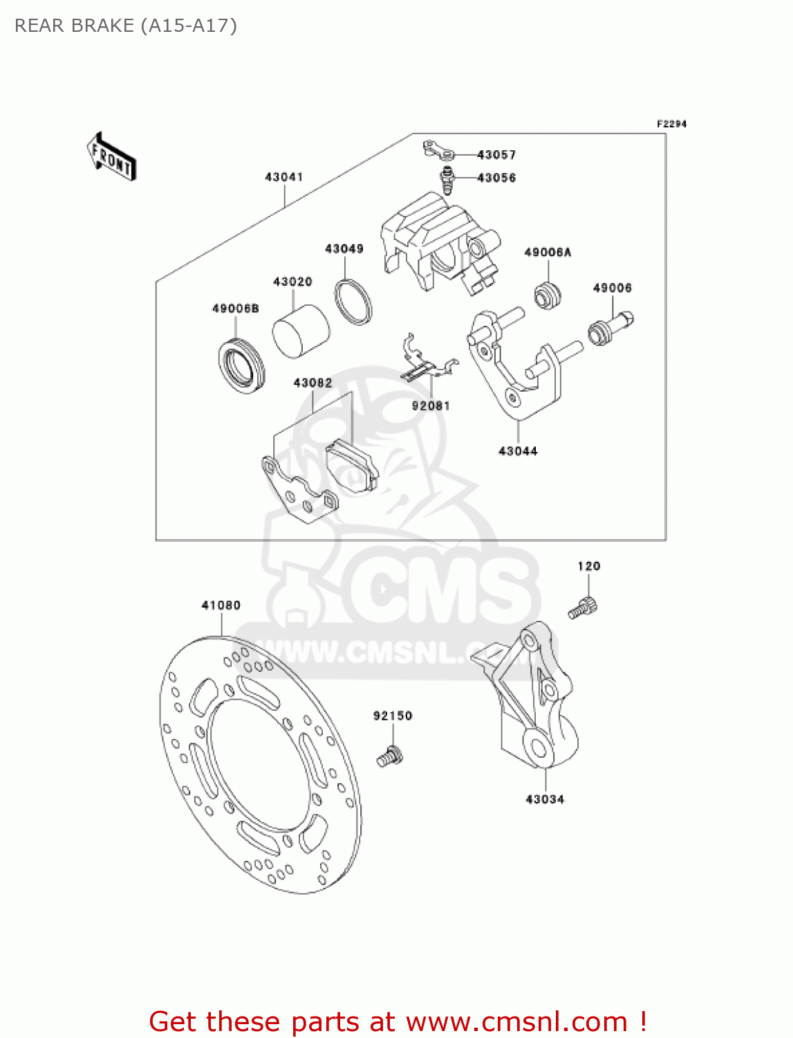 REAR BRAKE (A15-A17) KL650A17 KLR650 2003 USA CALIFORNIA CANADA