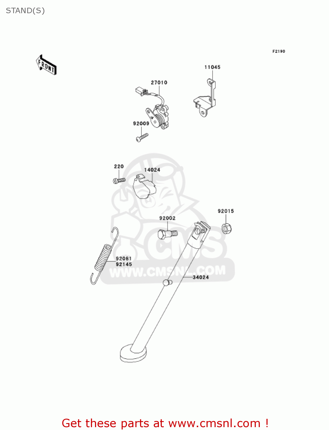 STAND(S) KL650A17 KLR650 2003 USA CALIFORNIA CANADA
