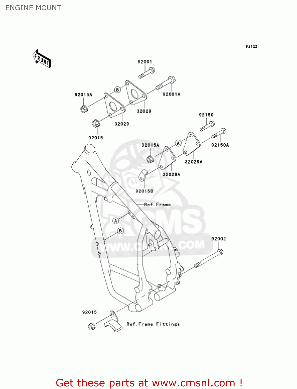 ENGINE MOUNT KL650A17 KLR650 2003 USA CALIFORNIA CANADA