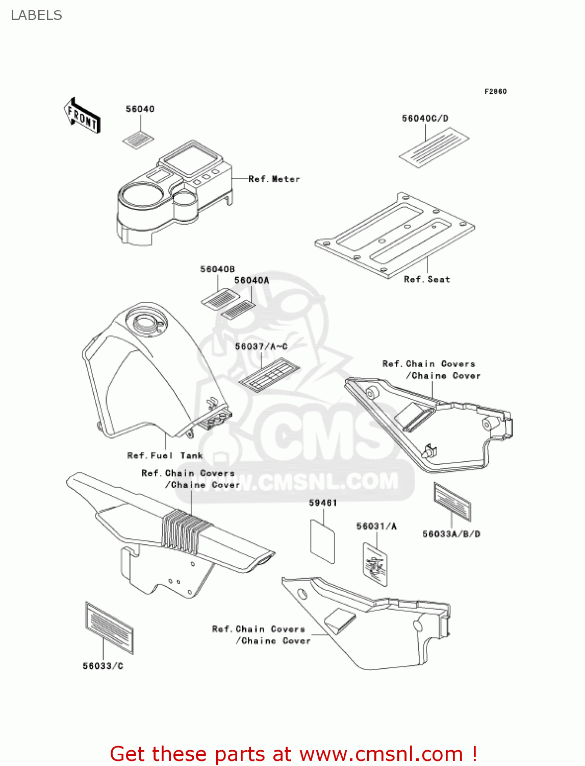 LABELS KL650A18 KLR650 2004 USA CALIFORNIA CANADA