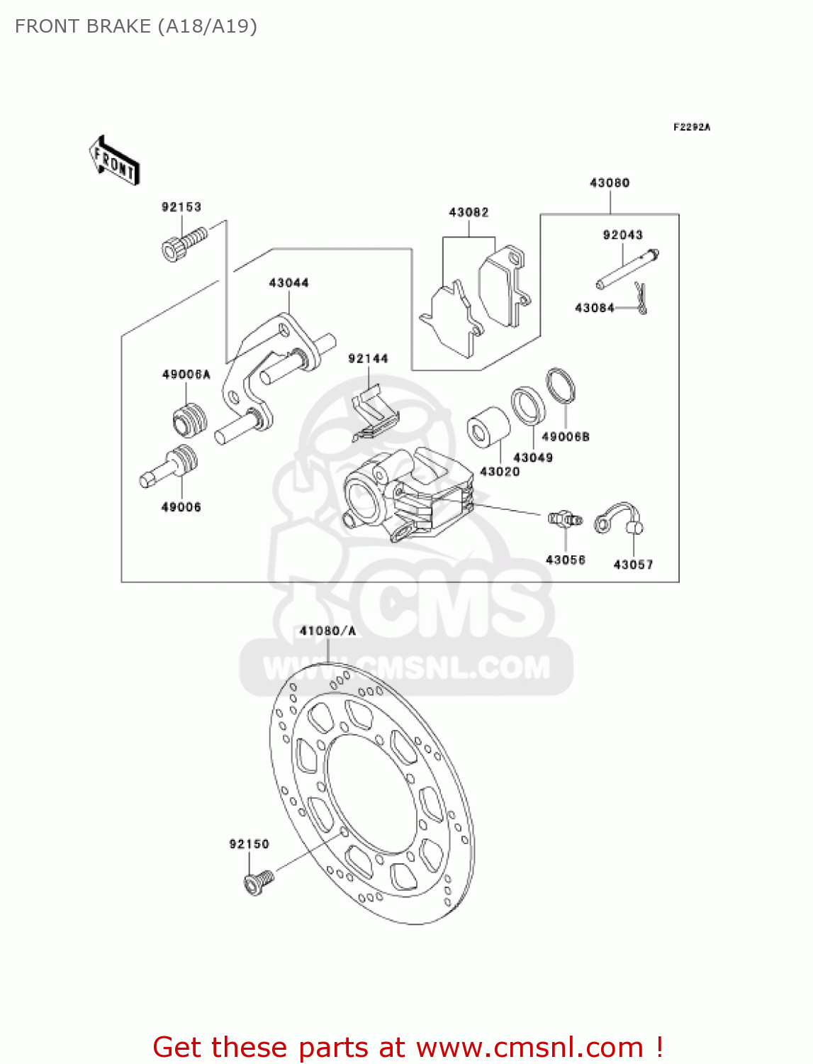 FRONT BRAKE (A18/A19) KL650A18 KLR650 2004 USA CALIFORNIA CANADA