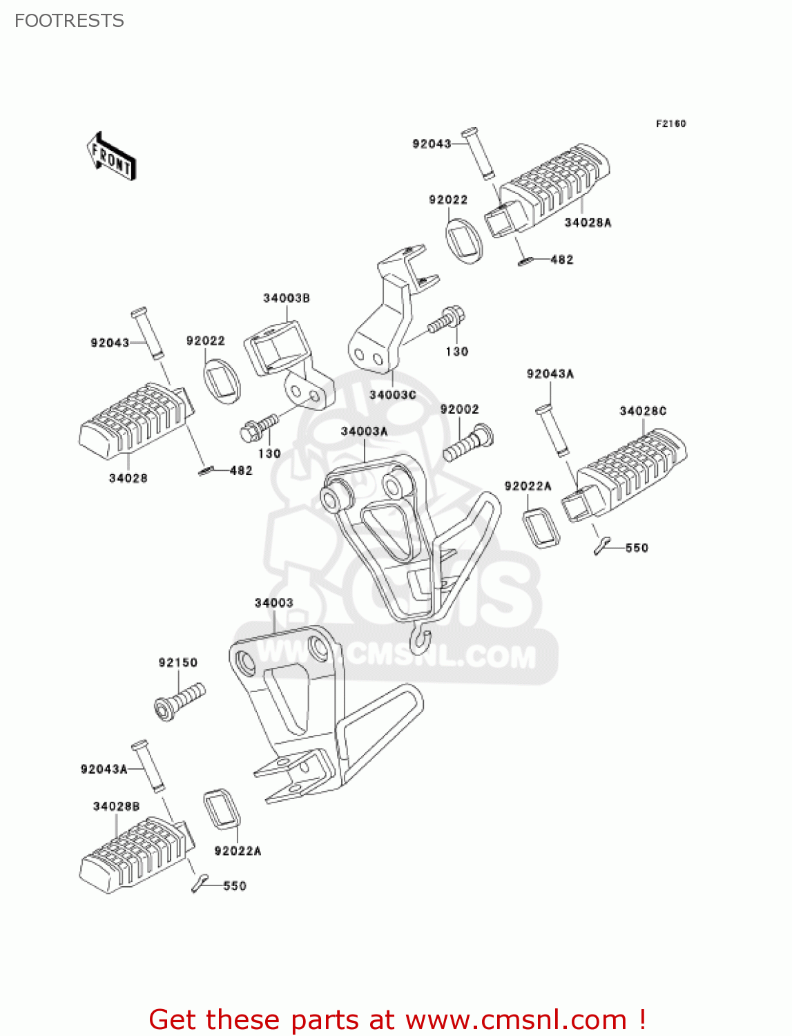 FOOTRESTS KL650A18 KLR650 2004 USA CALIFORNIA CANADA