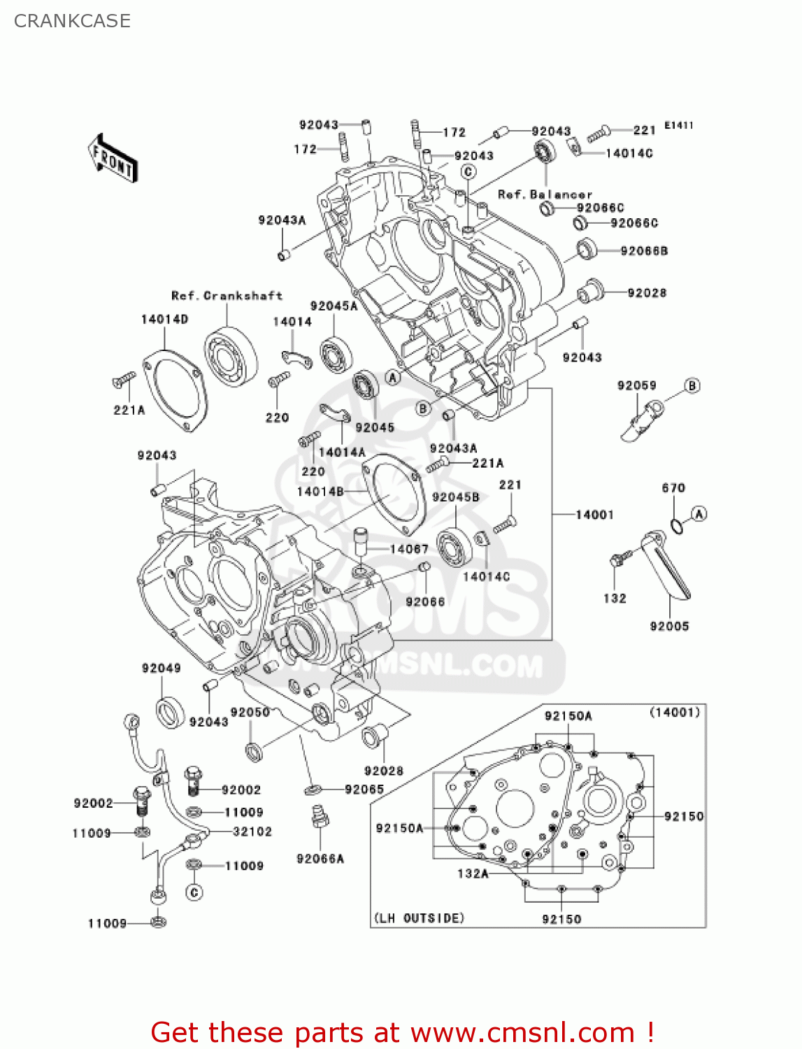CRANKCASE KL650A18 KLR650 2004 USA CALIFORNIA CANADA
