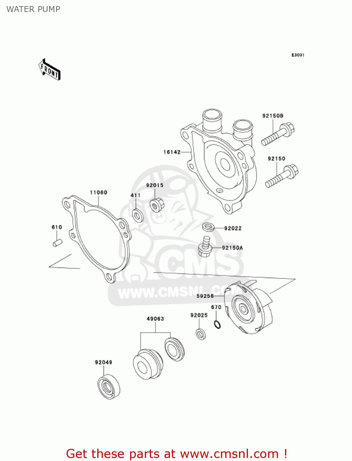 Kawasaki KL650A19 KLR650 2005 USA CALIFORNIA CANADA WATER PUMP buy