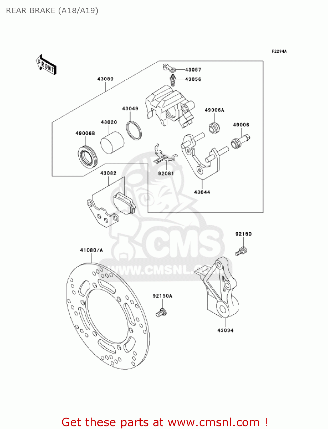 REAR BRAKE (A18/A19) KL650A19 KLR650 2005 USA CALIFORNIA CANADA