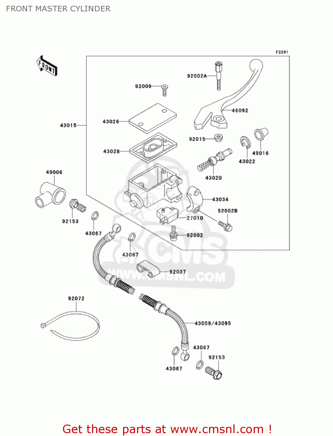FRONT MASTER CYLINDER KL650A19 KLR650 2005 USA CALIFORNIA CANADA