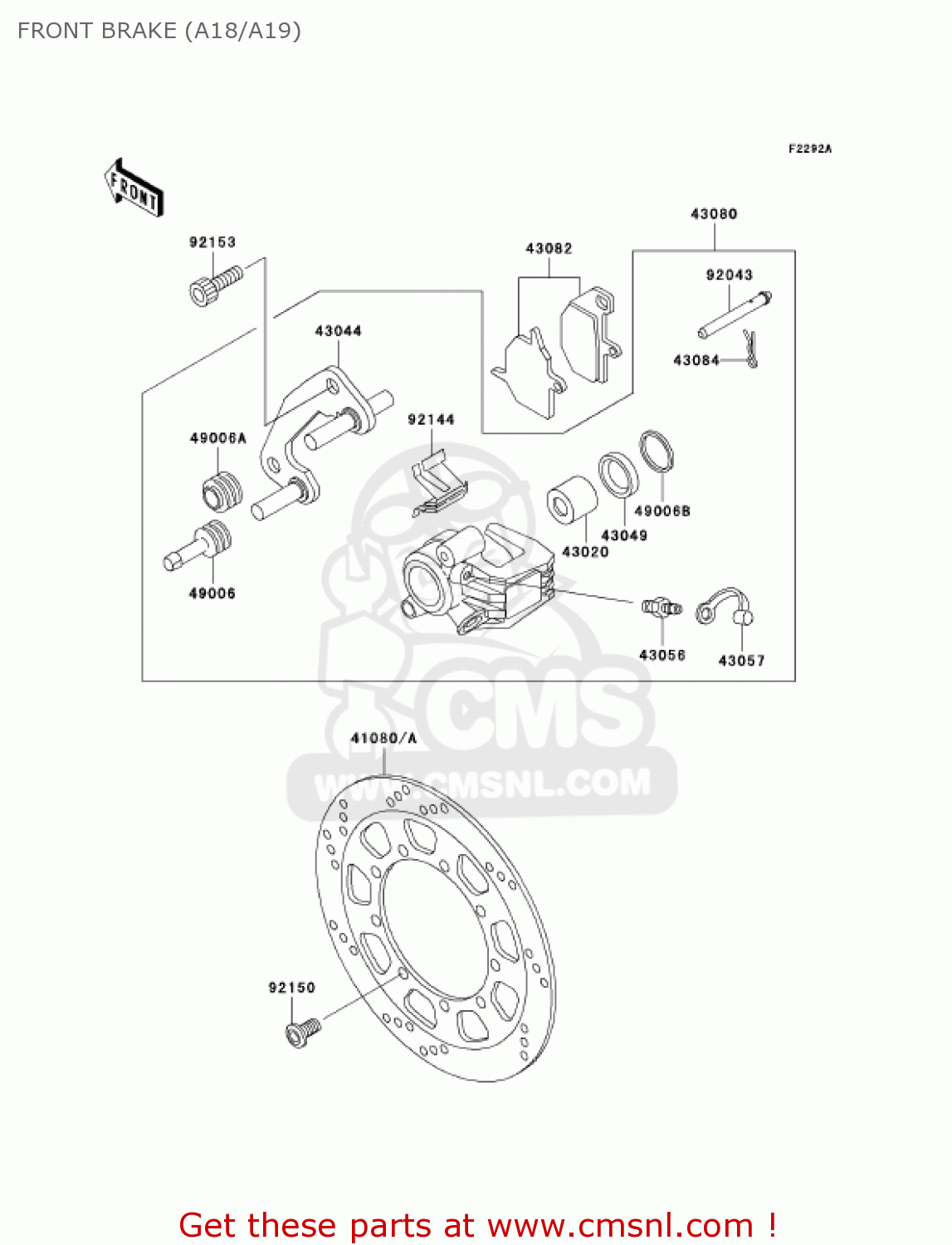 FRONT BRAKE (A18/A19) KL650A19 KLR650 2005 USA CALIFORNIA CANADA