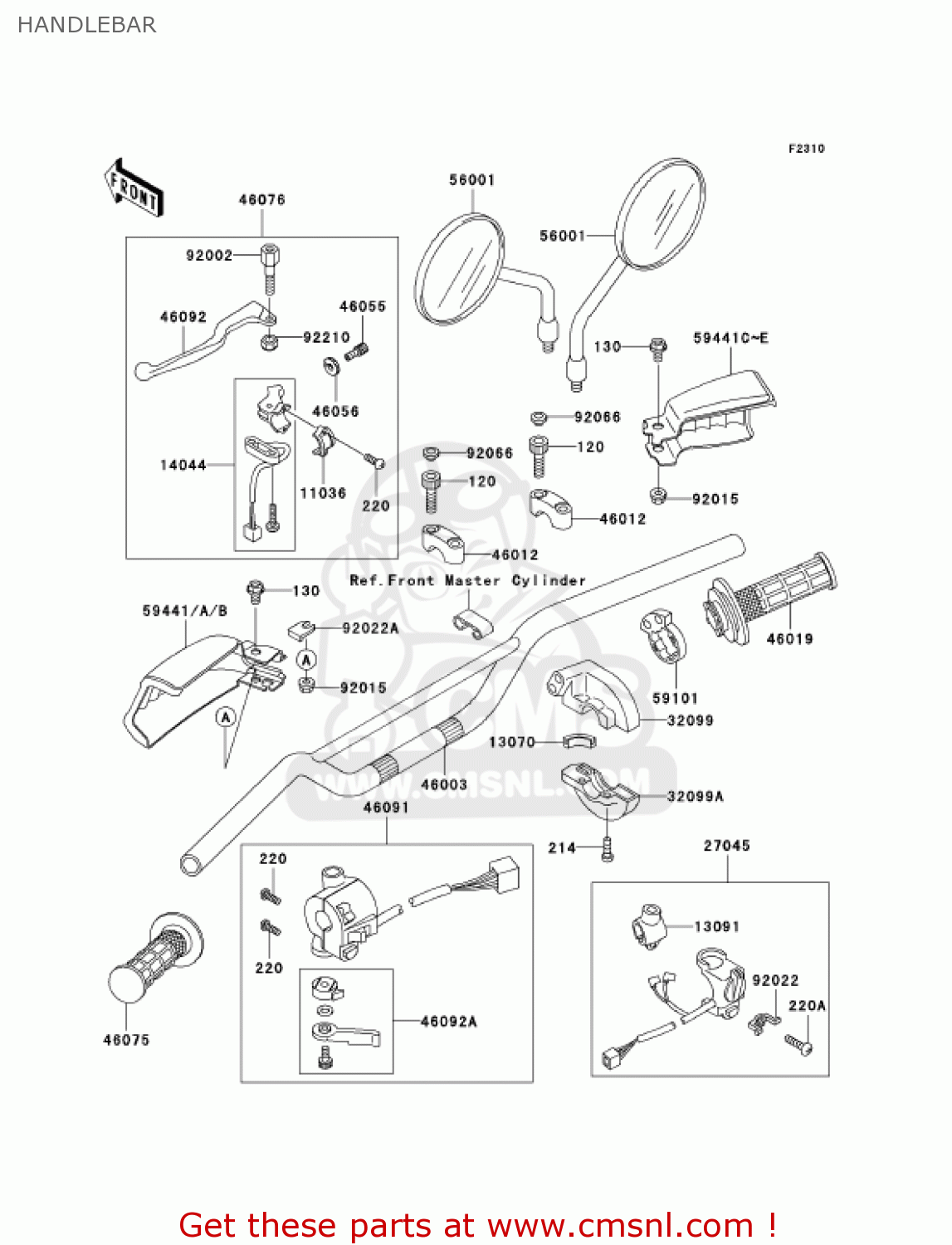 HANDLEBAR KL650A19 KLR650 2005 USA CALIFORNIA CANADA