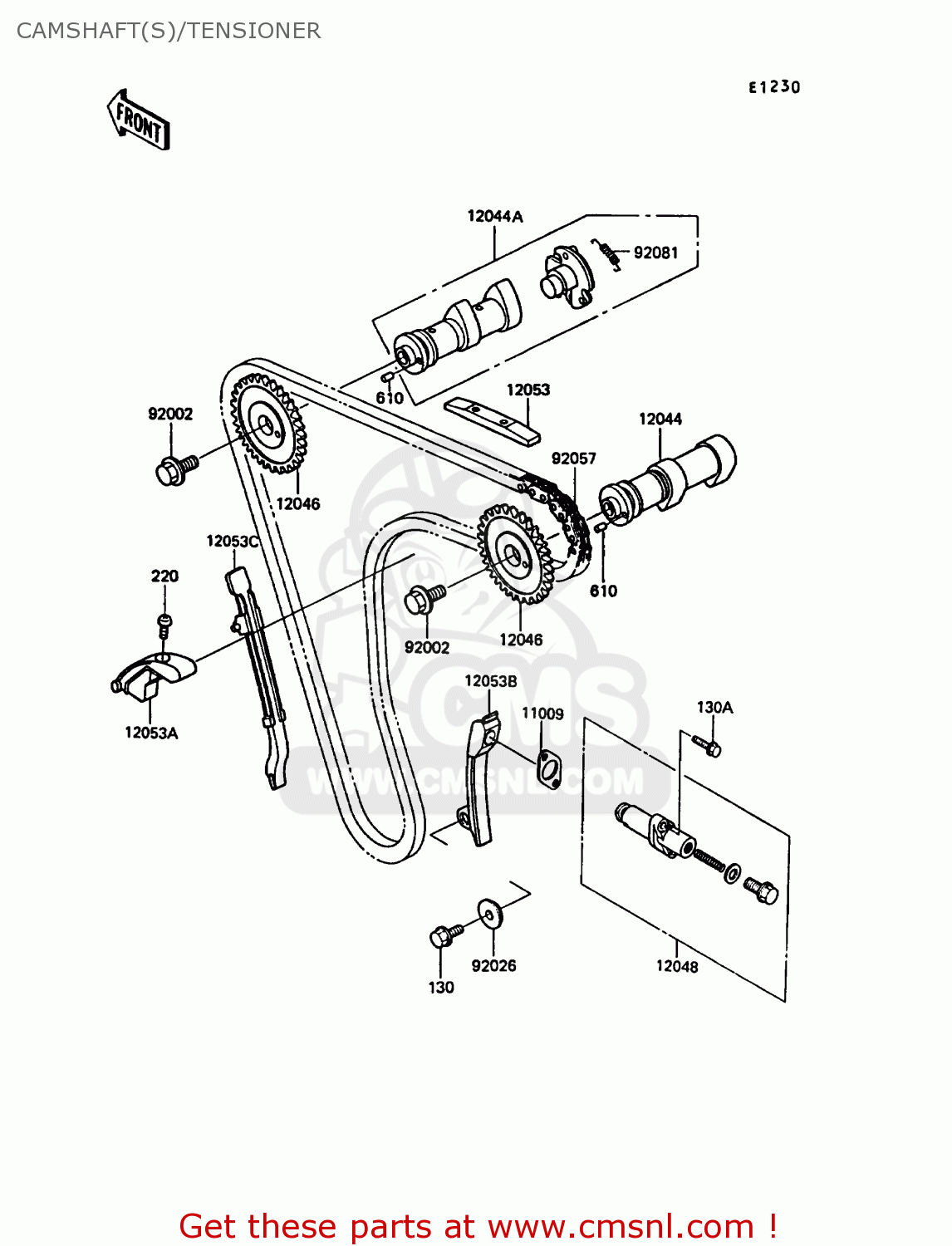 CAMSHAFT(S)/TENSIONER KL650A2 KLR650 1988 EUROPE UK FR AR FG GR IT NR SD SP ST