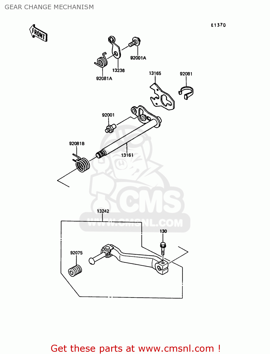 GEAR CHANGE MECHANISM KL650A2 KLR650 1988 EUROPE UK FR AR FG GR IT NR SD SP ST