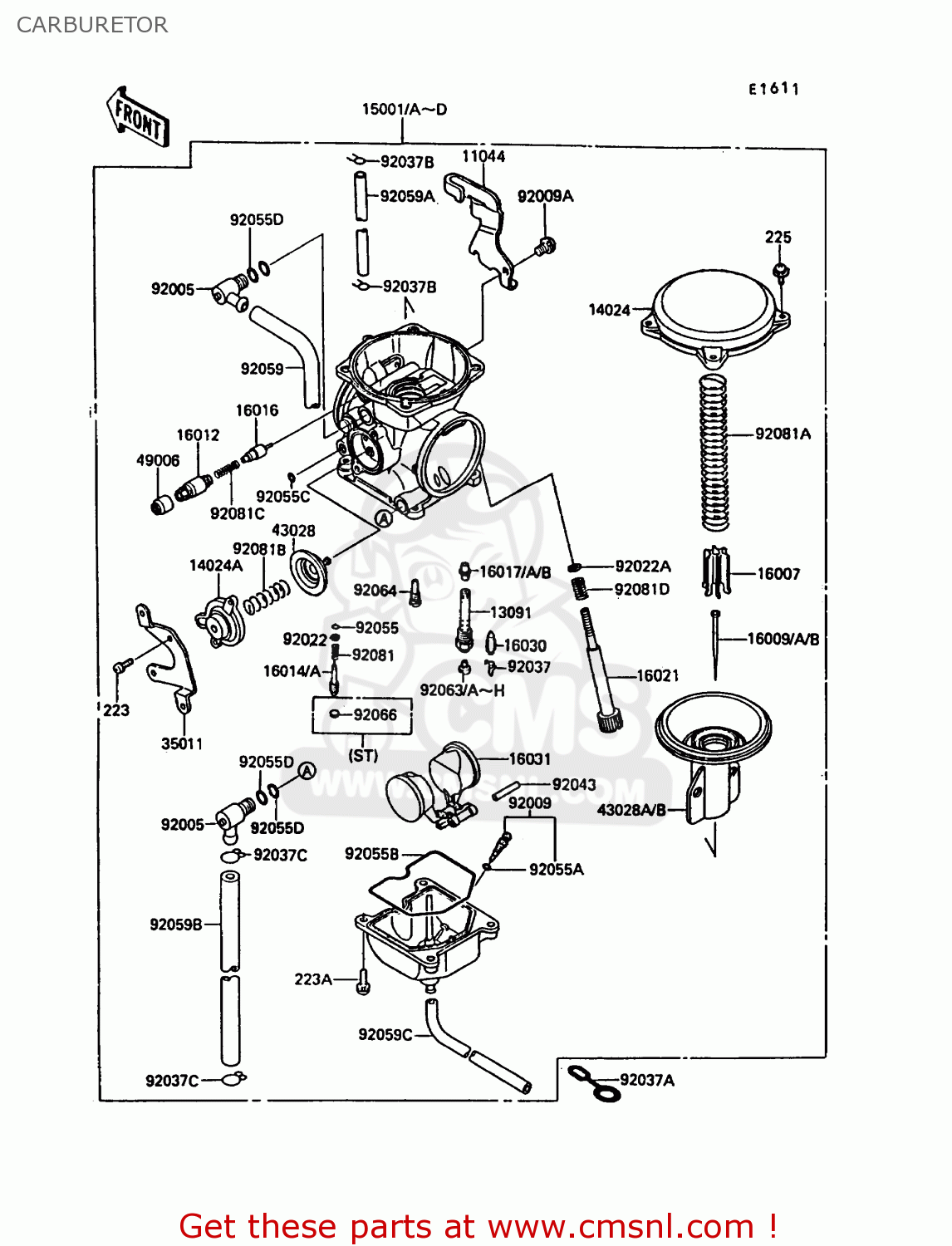 CARBURETOR KL650A2 KLR650 1988 EUROPE UK FR AR FG GR IT NR SD SP ST