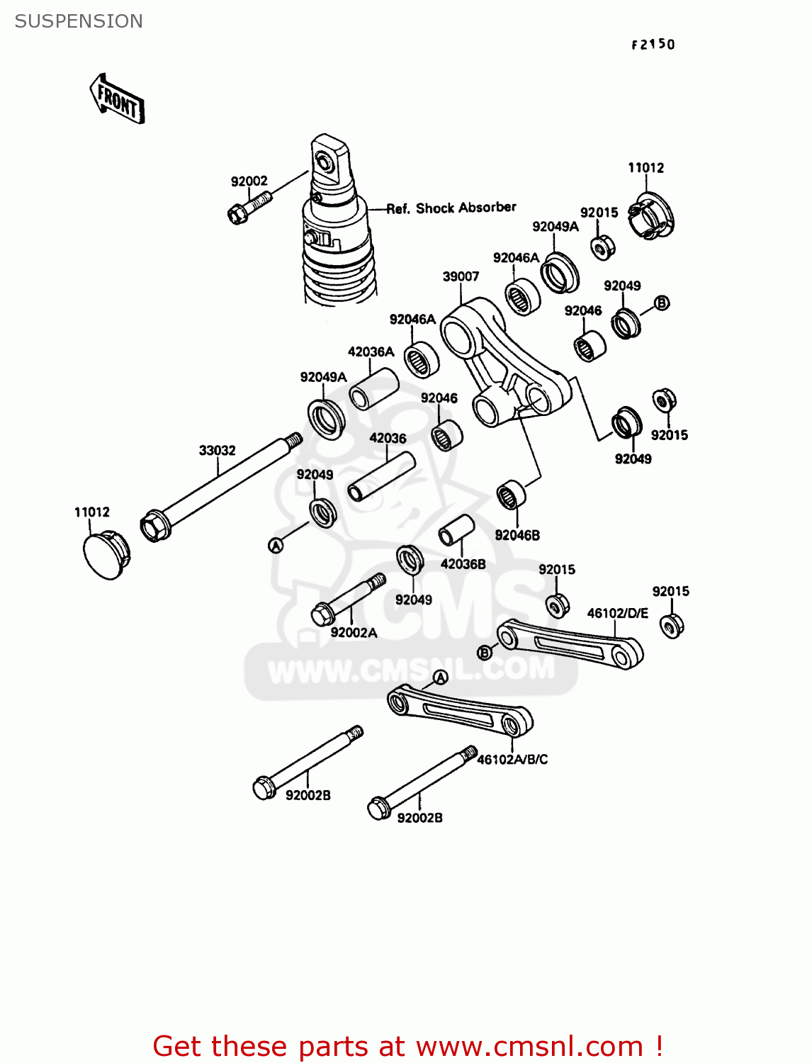 SUSPENSION KL650A2 KLR650 1988 EUROPE UK FR AR FG GR IT NR SD SP ST