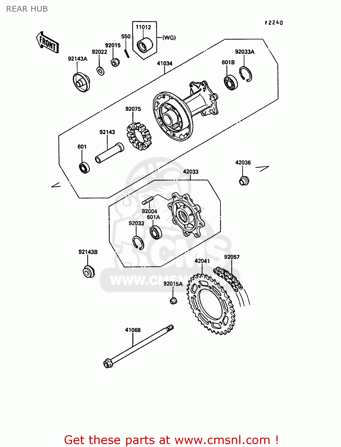 REAR HUB KL650A2 KLR650 1988 EUROPE UK FR AR FG GR IT NR SD SP ST