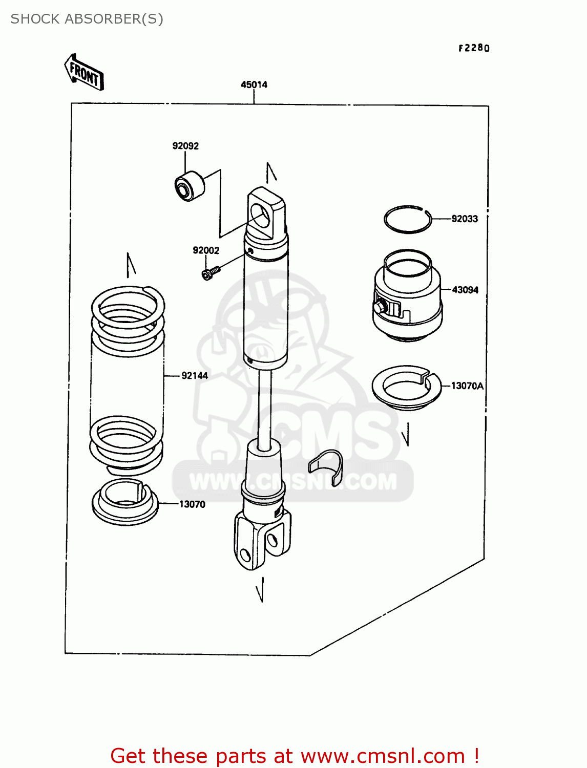 SHOCK ABSORBER(S) KL650A2 KLR650 1988 EUROPE UK FR AR FG GR IT NR SD SP ST