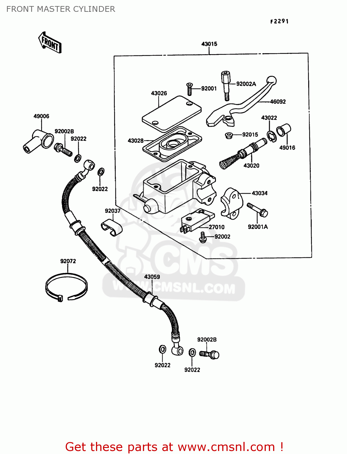 FRONT MASTER CYLINDER KL650A2 KLR650 1988 EUROPE UK FR AR FG GR IT NR SD SP ST