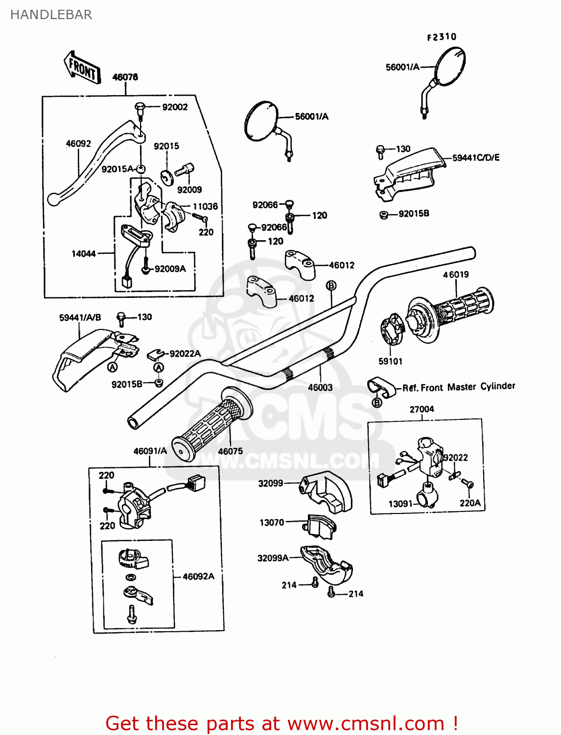 HANDLEBAR KL650A2 KLR650 1988 EUROPE UK FR AR FG GR IT NR SD SP ST