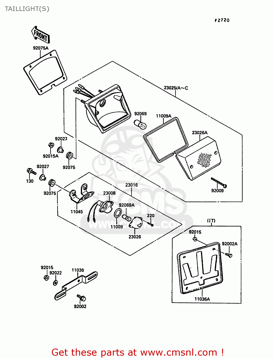 TAILLIGHT(S) KL650A2 KLR650 1988 EUROPE UK FR AR FG GR IT NR SD SP ST