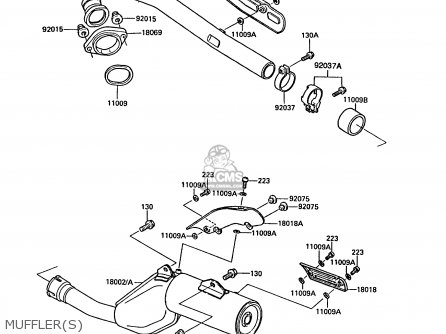 MUFFLER(S) - KL650A2 KLR650 1988 EUROPE UK FR AR FG GR IT NR SD SP ST