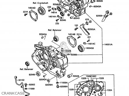 CRANKCASE - KL650A2 KLR650 1988 EUROPE UK FR AR FG GR IT NR SD SP ST