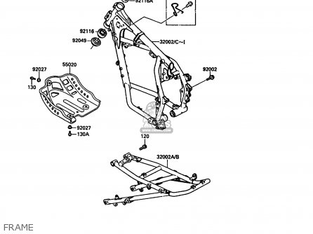 FRAME - KL650A2 KLR650 1988 EUROPE UK FR AR FG GR IT NR SD SP ST