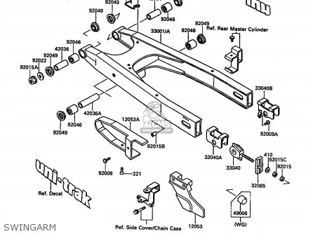 SWINGARM - KL650A2 KLR650 1988 EUROPE UK FR AR FG GR IT NR SD SP ST
