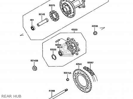 REAR HUB - KL650A2 KLR650 1988 EUROPE UK FR AR FG GR IT NR SD SP ST