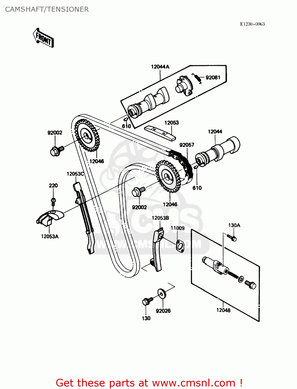 CAMSHAFT/TENSIONER KL650A2 KLR650 1988 USA CALIFORNIA CANADA