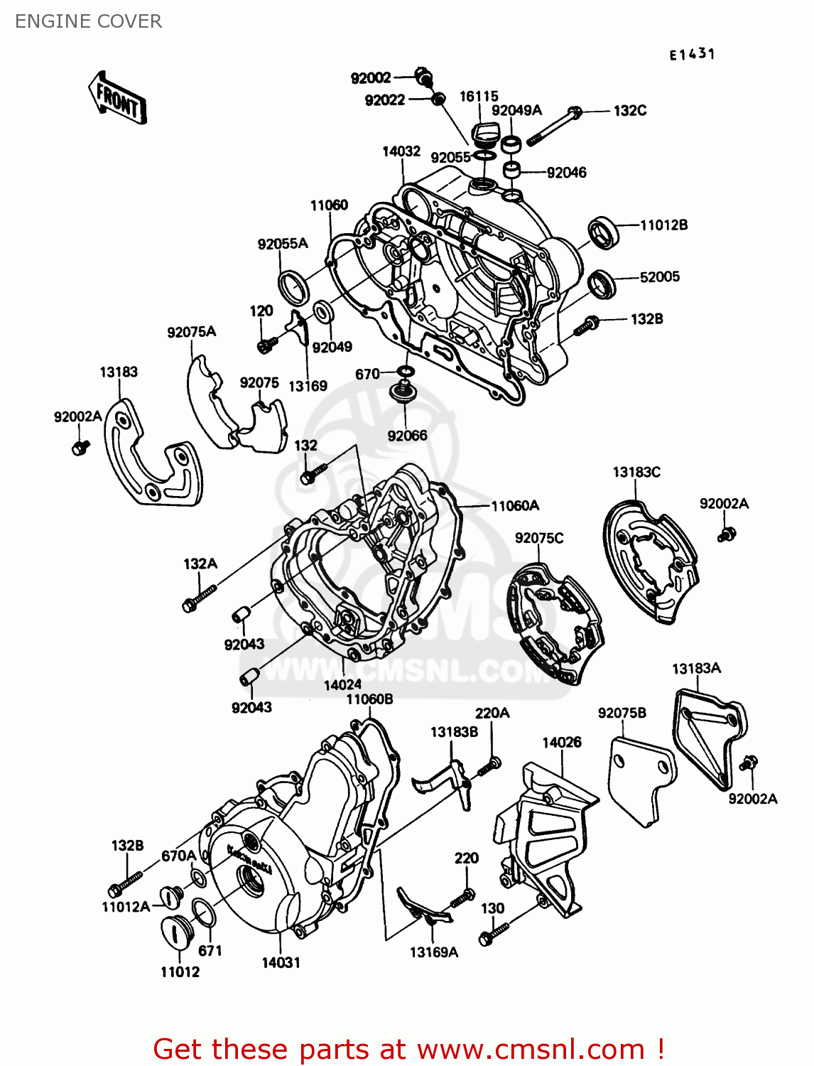 ENGINE COVER KL650A2 KLR650 1988 USA CALIFORNIA CANADA