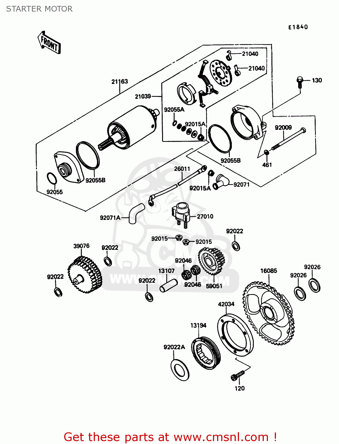 STARTER MOTOR KL650A2 KLR650 1988 USA CALIFORNIA CANADA