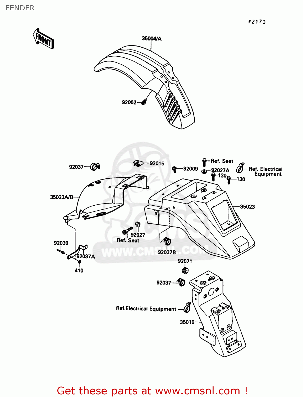 FENDER KL650A2 KLR650 1988 USA CALIFORNIA CANADA