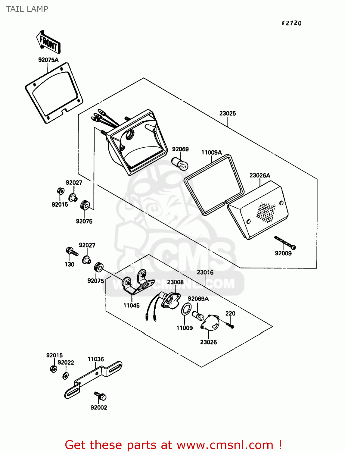 TAIL LAMP KL650A2 KLR650 1988 USA CALIFORNIA CANADA