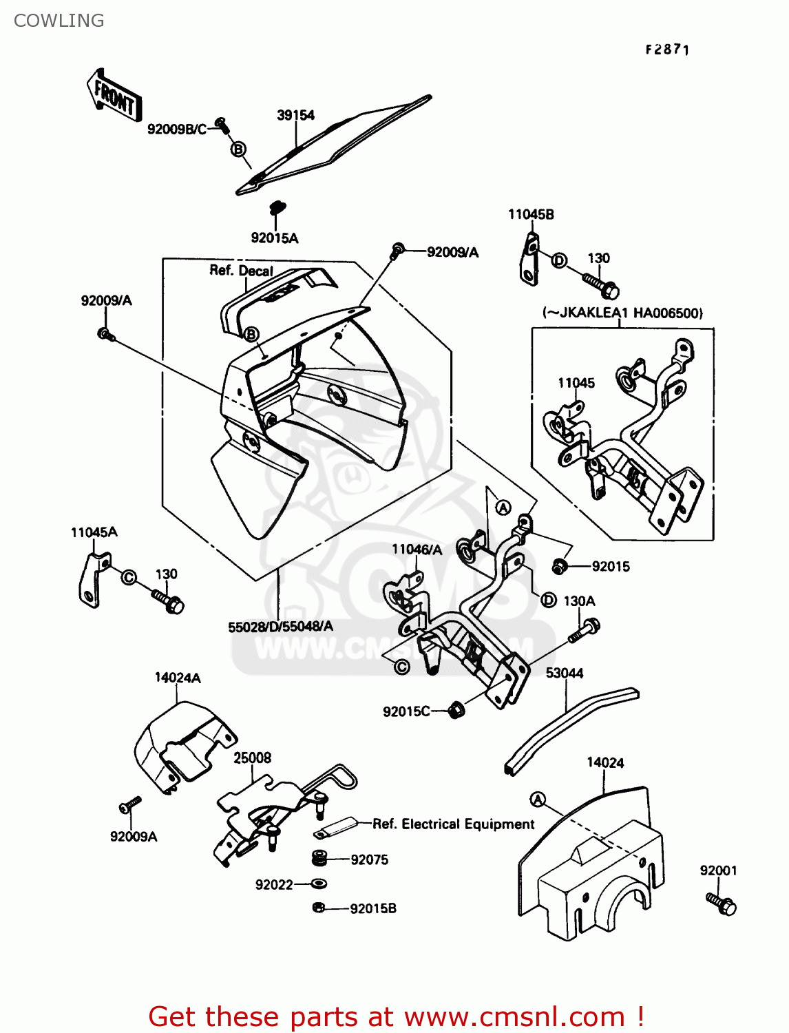 COWLING KL650A2 KLR650 1988 USA CALIFORNIA CANADA
