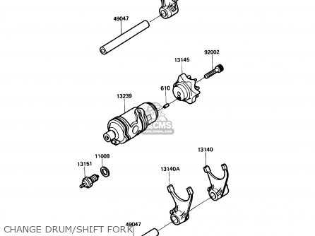CHANGE DRUM/SHIFT FORK - KL650A2 KLR650 1988 USA CALIFORNIA CANADA