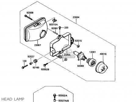 HEAD LAMP - KL650A2 KLR650 1988 USA CALIFORNIA CANADA