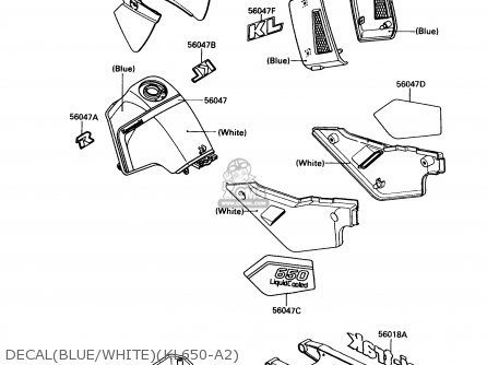DECAL(BLUE/WHITE)(KL650-A2) - KL650A2 KLR650 1988 USA CALIFORNIA CANADA