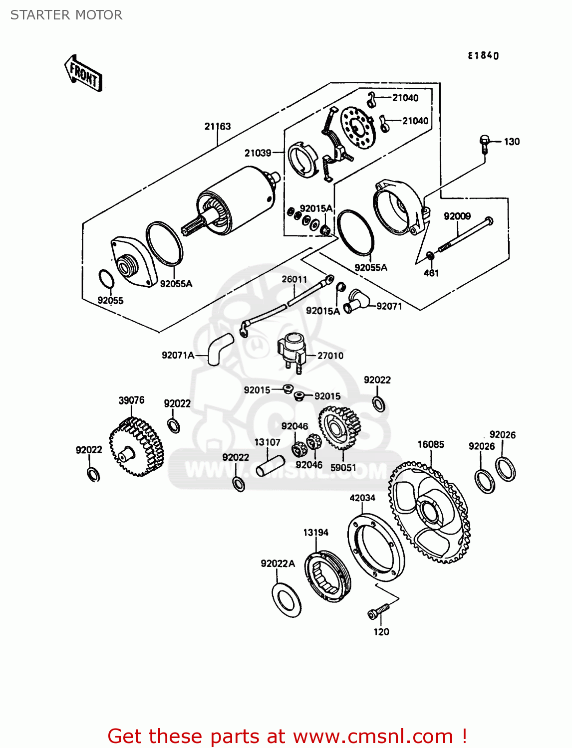 STARTER MOTOR KL650A3 KLR650 1989 EUROPE UK GR NR SD