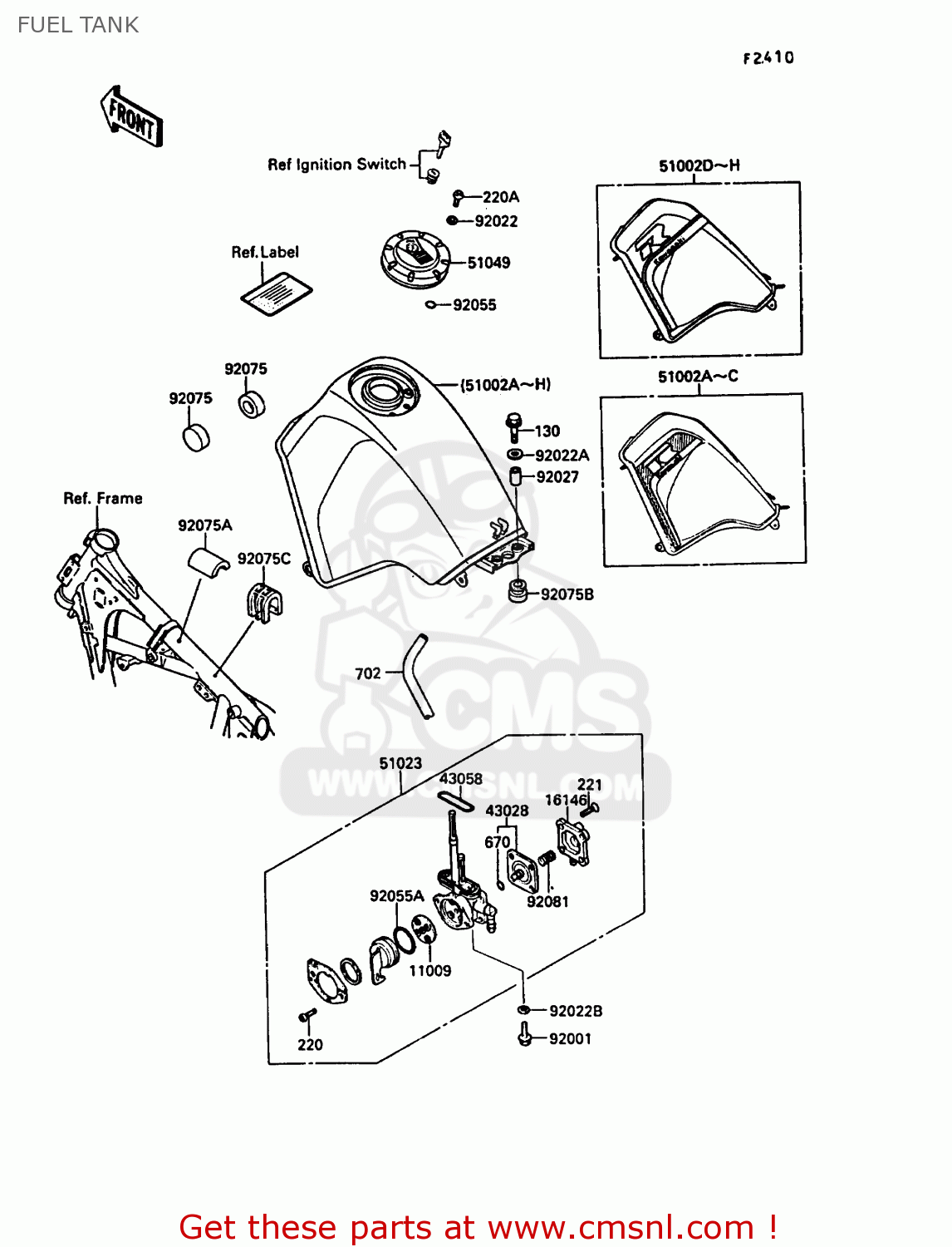 FUEL TANK KL650A3 KLR650 1989 EUROPE UK GR NR SD