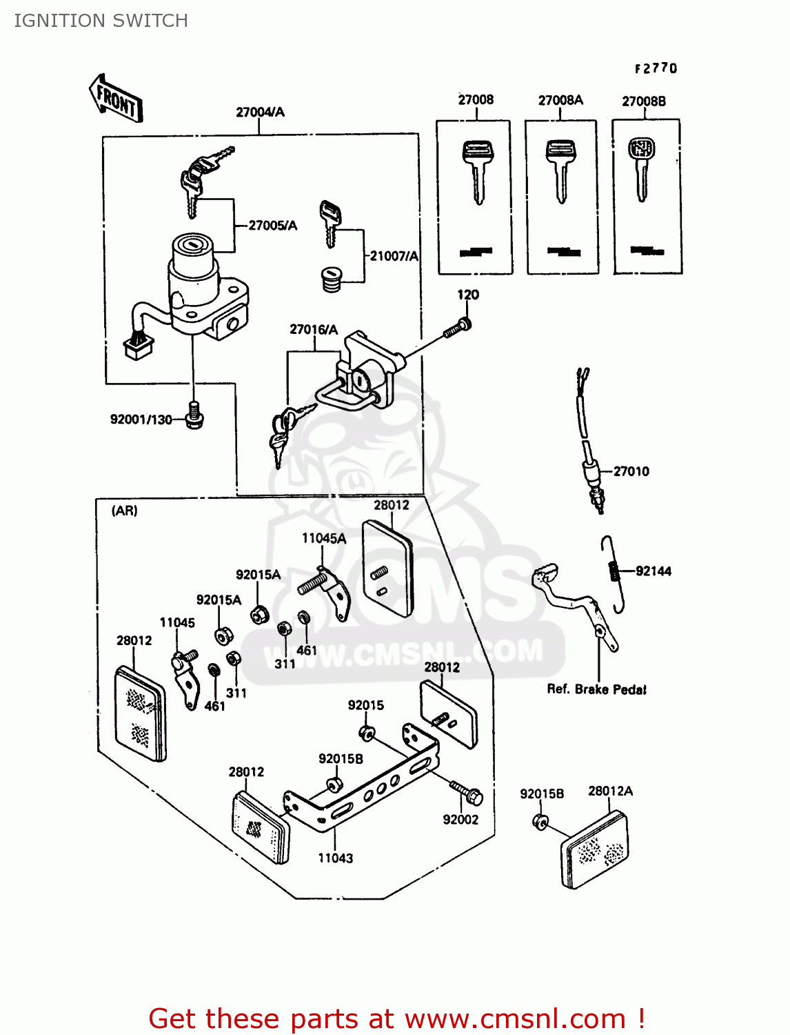 IGNITION SWITCH KL650A3 KLR650 1989 EUROPE UK GR NR SD