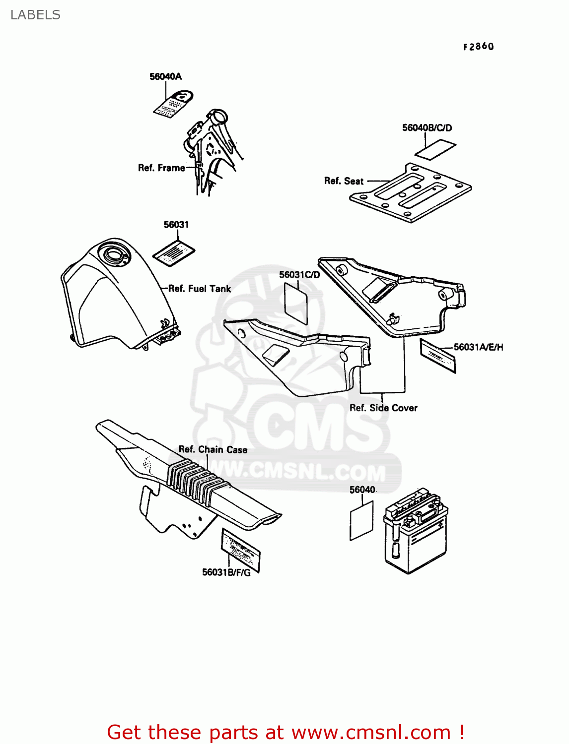 LABELS KL650A3 KLR650 1989 EUROPE UK GR NR SD