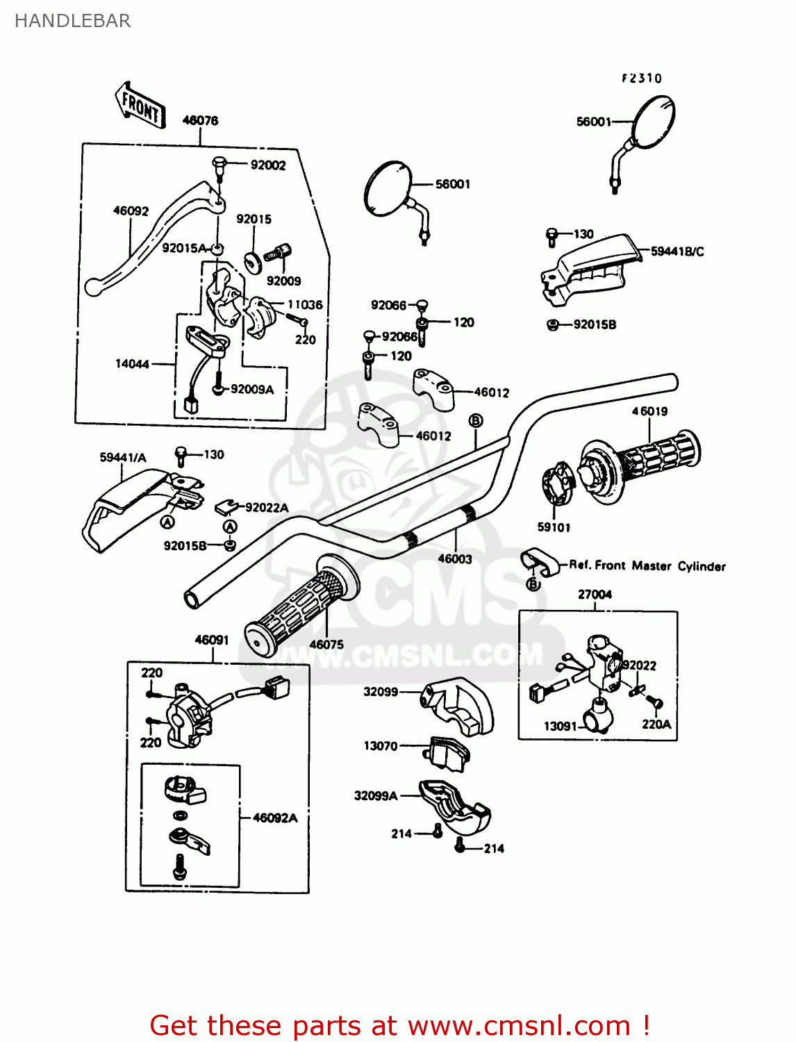 HANDLEBAR KL650A3 KLR650 1989 USA CALIFORNIA CANADA