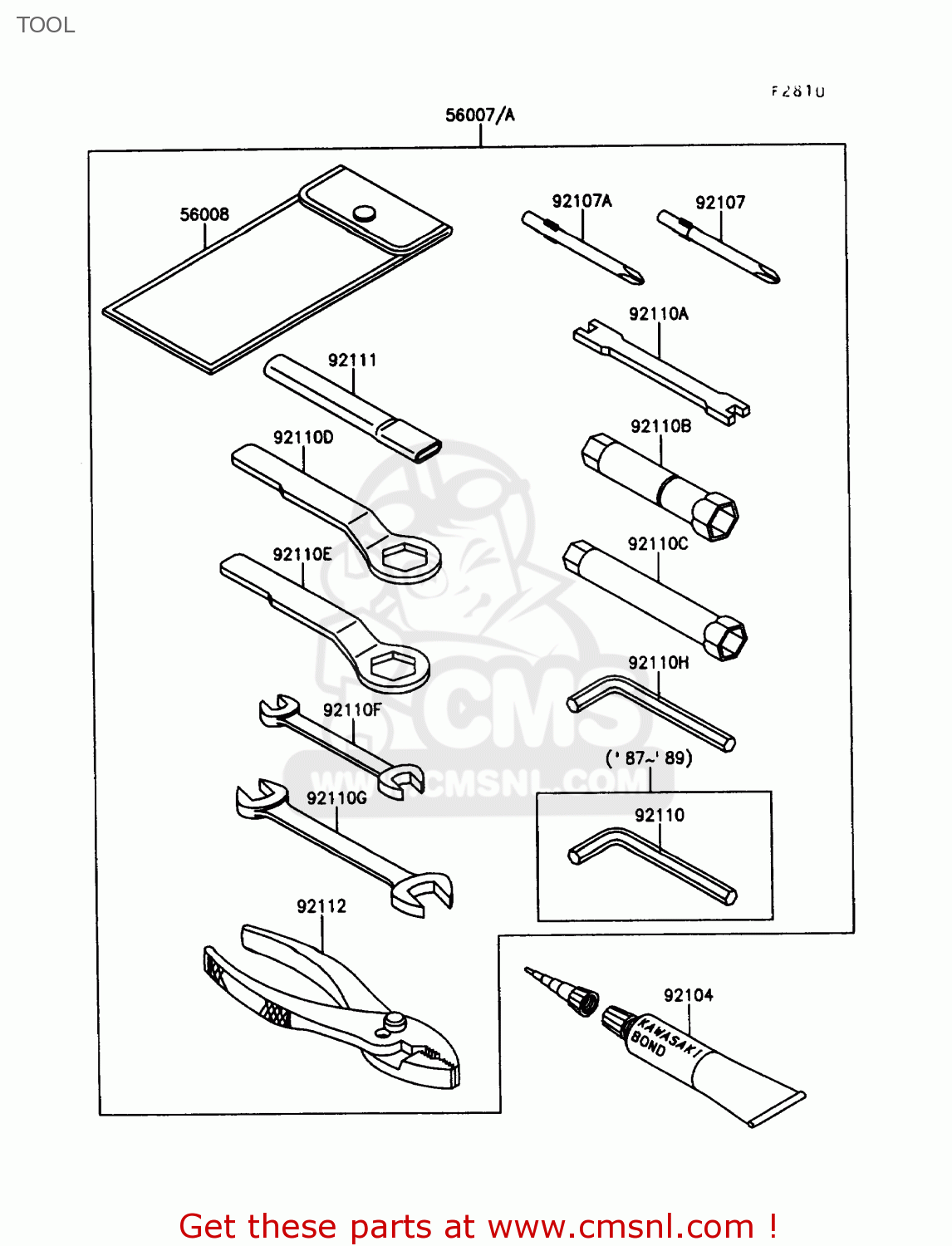 TOOL KL650A3 KLR650 1989 USA CALIFORNIA CANADA