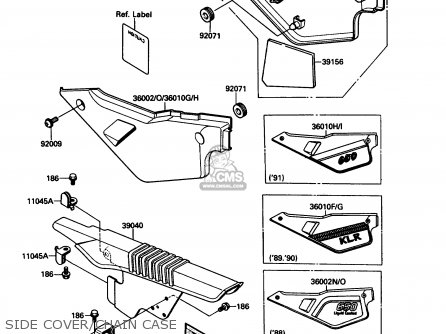 SIDE COVER/CHAIN CASE - KL650A3 KLR650 1989 USA CALIFORNIA CANADA